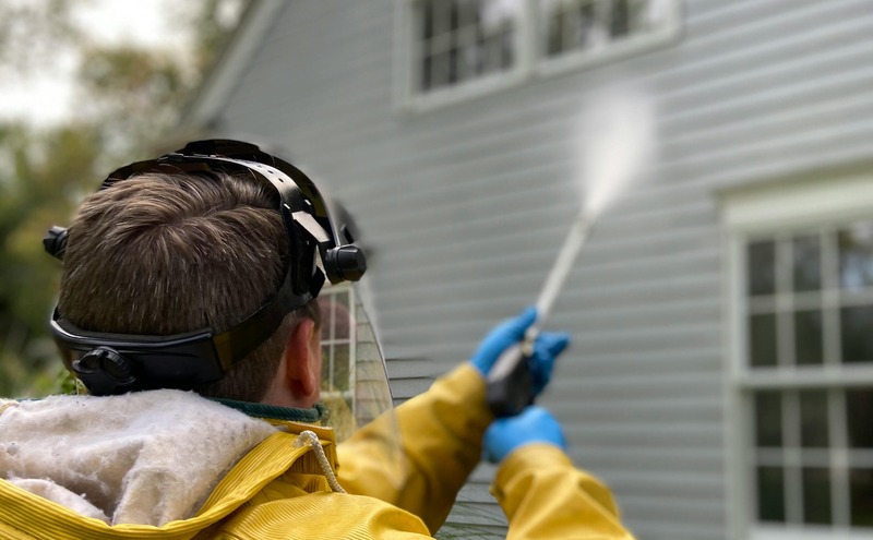 patio cleaning with pressure washer